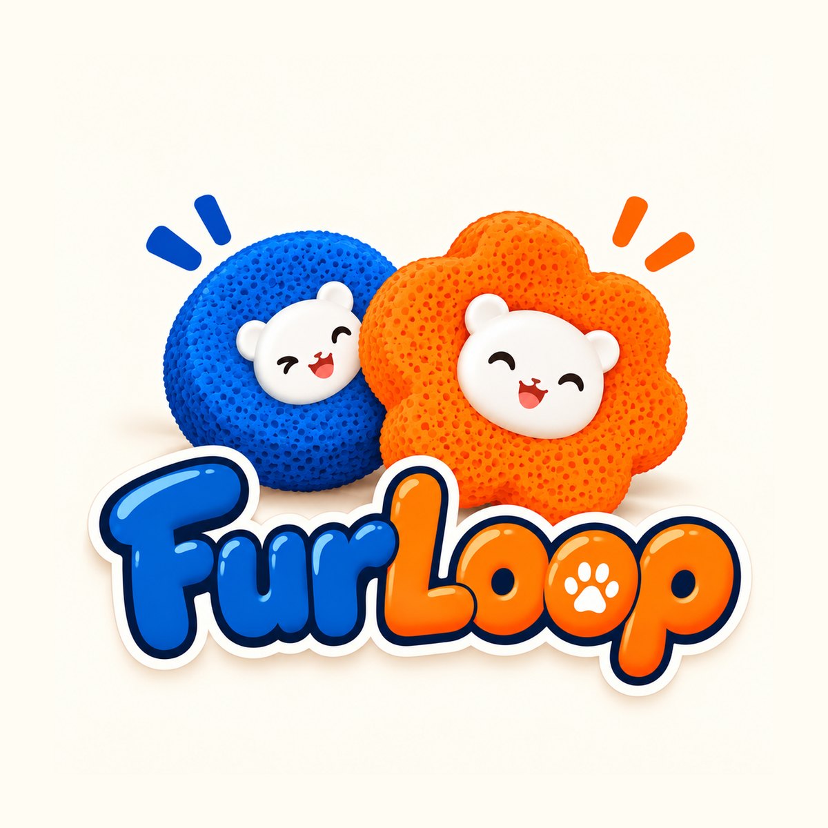 FurLoop pet hair remover balls with smiling bear faces