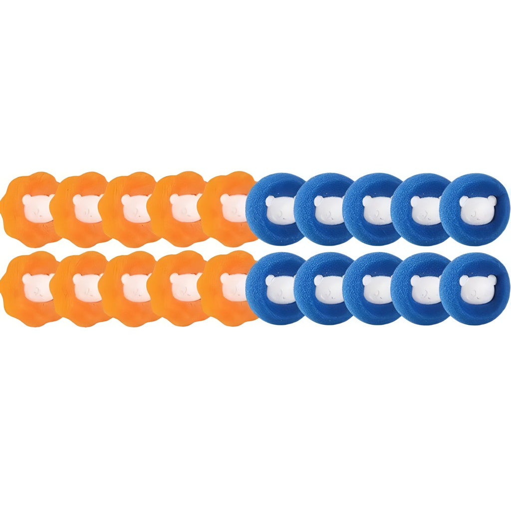 Furloop 20-pack: ten orange and ten blue pet hair remover balls